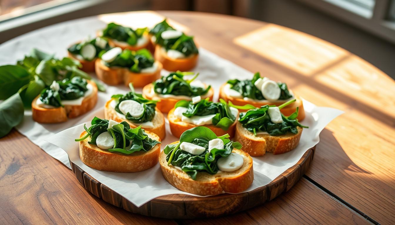 Spinach and Goat Cheese Crostini